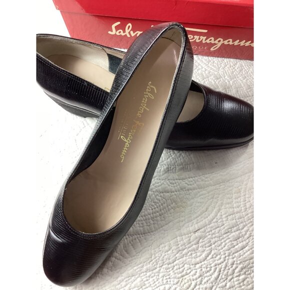 Salvatore Ferragamo Donnina Italian Womens Black Leather Shoes*Pumps*Size 8*NIB - Picture 10 of 14